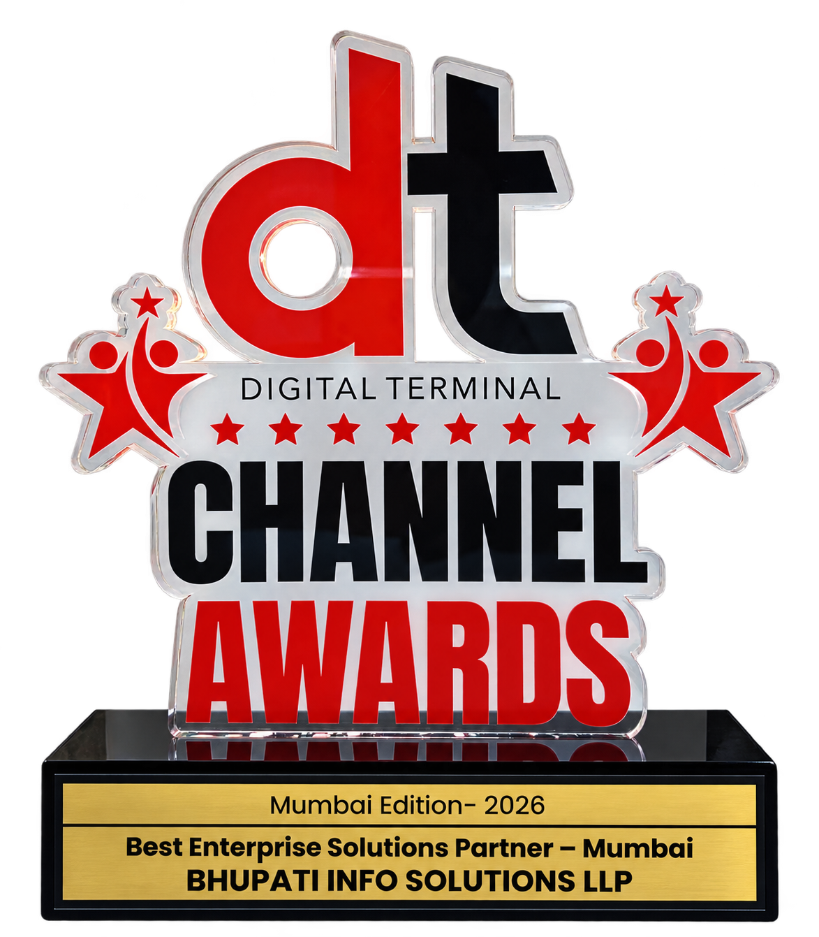 Bhupati Info Solutions LLP 2026 award trophy — Best Enterprise Solution Partner